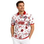 Ohio State Buckeyes Polo Shirt Custom Floral Pinstripe Scarlet White Best Selling