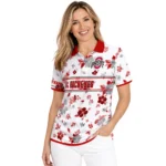 Ohio State Buckeyes Polo Shirt Custom Floral Pinstripe Scarlet White Best Selling