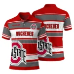 Ohio State Buckeyes Polo Shirt Custom Horizontal Blocks Scarlet Best Selling
