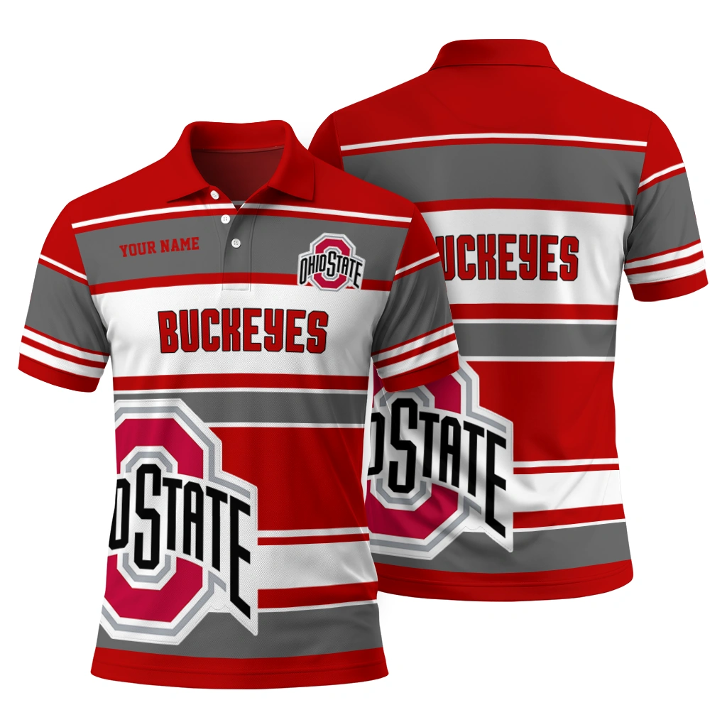 Ohio State Buckeyes Polo Shirt Custom Horizontal Blocks Scarlet Fashion Forward Ohio State Buckeyes Polo Shirt Custom Horizontal Blocks Scarlet Fashion Forward