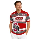 Ohio State Buckeyes Polo Shirt Custom Horizontal Blocks Scarlet Best Selling