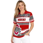 Ohio State Buckeyes Polo Shirt Custom Horizontal Blocks Scarlet Best Selling