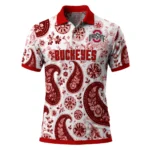 Ohio State Buckeyes Polo Shirt Custom Paisley Florals Scarlet White Best Selling