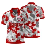Ohio State Buckeyes Polo Shirt Custom Pixel Camo Scarlet Best Selling