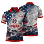 Ohio State Buckeyes Polo Shirt Custom Star Brushstrokes Scarlet Blue Best Selling