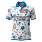 Oklahoma City Thunder Polo Shirt - Customized Floral Pinstripe Blue White