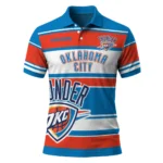 Oklahoma City Thunder Polo Shirt - Customized Horizontal Blocks Blue