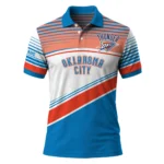 Oklahoma City Thunder Polo Shirt - Customized Slanted Stripes Blue White