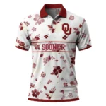 Oklahoma Sooners Polo Shirt Personalized Floral Pinstripe Crimson White Best Selling