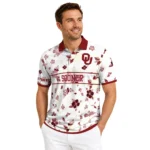 Oklahoma Sooners Polo Shirt Personalized Floral Pinstripe Crimson White Best Selling