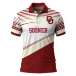 Oklahoma Sooners Polo Shirt Personalized Slanted Stripes Crimson White Best Selling