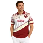 Oklahoma Sooners Polo Shirt Personalized Slanted Stripes Crimson White Best Selling