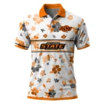 Oklahoma State Cowboys Polo Shirt Customized Floral Pinstripe Orange White Best Selling