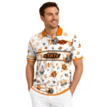 Oklahoma State Cowboys Polo Shirt Customized Floral Pinstripe Orange White Best Selling