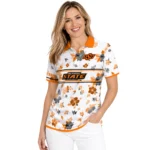 Oklahoma State Cowboys Polo Shirt Customized Floral Pinstripe Orange White Best Selling