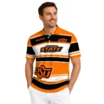 Oklahoma State Cowboys Polo Shirt Customized Horizontal Blocks Orange Best Selling