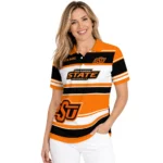 Oklahoma State Cowboys Polo Shirt Customized Horizontal Blocks Orange Best Selling