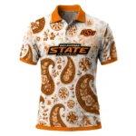 Oklahoma State Cowboys Polo Shirt Customized Paisley Florals Orange White Best Selling