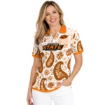 Oklahoma State Cowboys Polo Shirt Customized Paisley Florals Orange White Best Selling