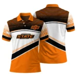 Oklahoma State Cowboys Polo Shirt Customized Slanted Stripes Orange White Best Selling