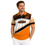 Oklahoma State Cowboys Polo Shirt Customized Slanted Stripes Orange White Best Selling