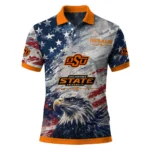 Oklahoma State Cowboys Polo Shirt Customized Star Brushstrokes Orange Blue Best Selling