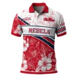 Ole Miss Rebels Polo Shirt Custom Floral Angles Red White Best Selling