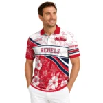 Ole Miss Rebels Polo Shirt Custom Floral Angles Red White Best Selling