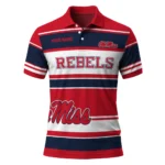Ole Miss Rebels Polo Shirt Custom Horizontal Blocks Red Best Selling