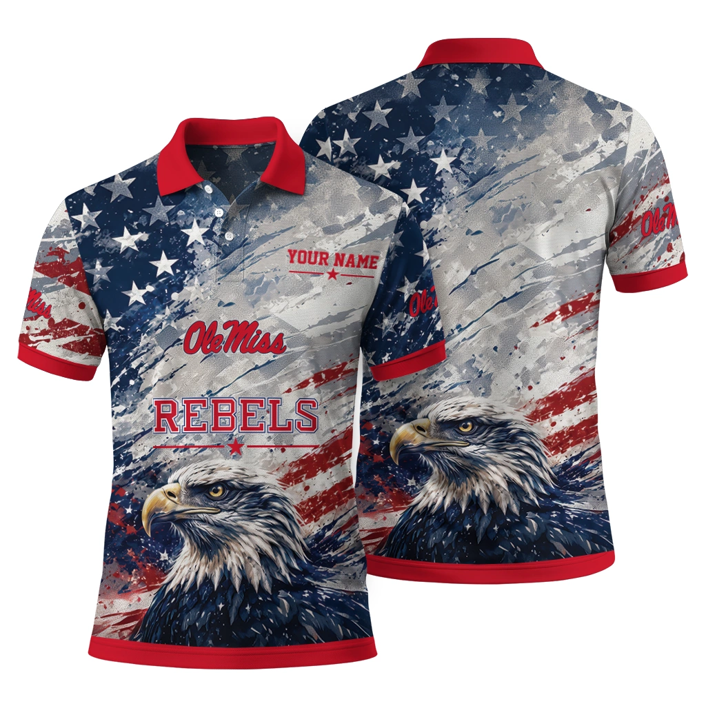 Ole Miss Rebels Polo Shirt Custom Star Brushstrokes Red Blue Fashion Forward Ole Miss Rebels Polo Shirt Custom Star Brushstrokes Red Blue Fashion Forward