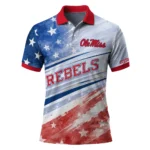 Ole Miss Rebels Polo Shirt Custom Star Stripes Red Blue Best Selling