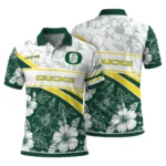Oregon Ducks Polo Shirt Custom Floral Angles Green White Best Selling