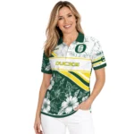 Oregon Ducks Polo Shirt Custom Floral Angles Green White Best Selling