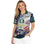 Oregon Ducks Polo Shirt Custom Star Brushstrokes Green Blue Best Selling