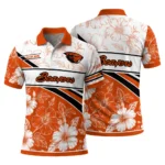 Oregon State Beavers Polo Shirt Customized Floral Angles Orange White Best Selling