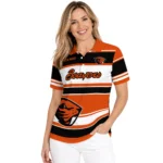 Oregon State Beavers Polo Shirt Customized Horizontal Blocks Orange Best Selling