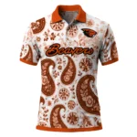 Oregon State Beavers Polo Shirt Customized Paisley Florals Orange White Best Selling