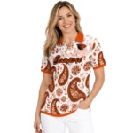 Oregon State Beavers Polo Shirt Customized Paisley Florals Orange White Best Selling