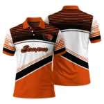 Oregon State Beavers Polo Shirt Customized Slanted Stripes Orange White Best Selling