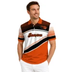 Oregon State Beavers Polo Shirt Customized Slanted Stripes Orange White Best Selling