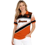 Oregon State Beavers Polo Shirt Customized Slanted Stripes Orange White Best Selling