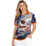 Oregon State Beavers Polo Shirt Customized Star Brushstrokes Orange Blue Best Selling