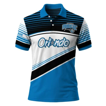 Orlando Magic Polo Shirt - Personalized Slanted Stripes Blue White