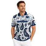 Penn State Nittany Lions Polo Shirt Customized Paisley Florals Blue White Best Selling