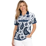 Penn State Nittany Lions Polo Shirt Customized Paisley Florals Blue White Best Selling