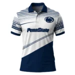 Penn State Nittany Lions Polo Shirt Customized Slanted Stripes Blue White Best Selling