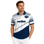 Penn State Nittany Lions Polo Shirt Customized Slanted Stripes Blue White Best Selling