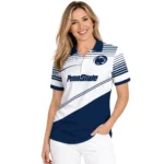 Penn State Nittany Lions Polo Shirt Customized Slanted Stripes Blue White Best Selling