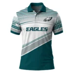 Philadelphia Eagles Polo Shirt Custom Slanted Stripes Green White Best Selling