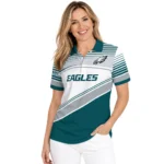 Philadelphia Eagles Polo Shirt Custom Slanted Stripes Green White Best Selling